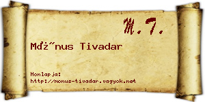 Mónus Tivadar névjegykártya